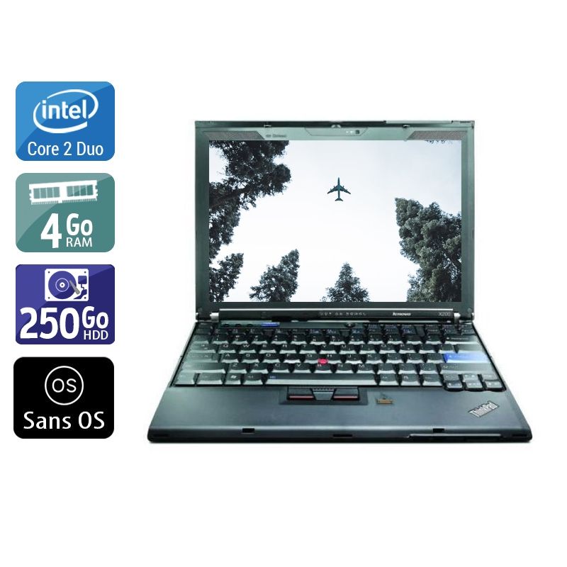 Lenovo ThinkPad X200S Core 2 Duo 4Go RAM 250Go HDD Sans OS