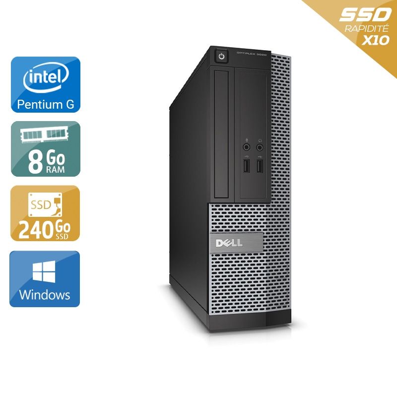 Dell Optiplex 3010 SFF Pentium G Dual Core 8Go RAM 240Go SSD Windows 10