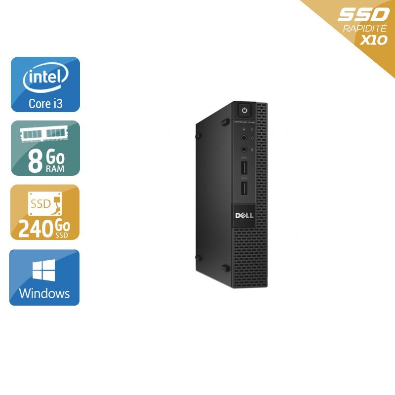 Dell Optiplex 3020M Micro i3 8Go RAM 240Go SSD Windows 10