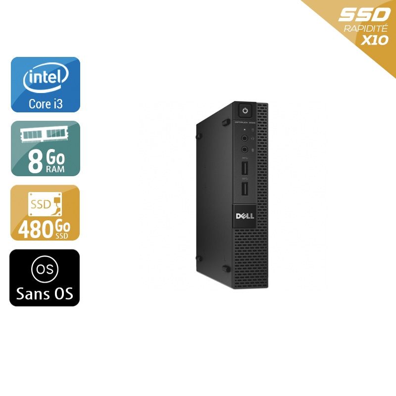 Dell Optiplex 3020M Micro i3 8Go RAM 480Go SSD Sans OS