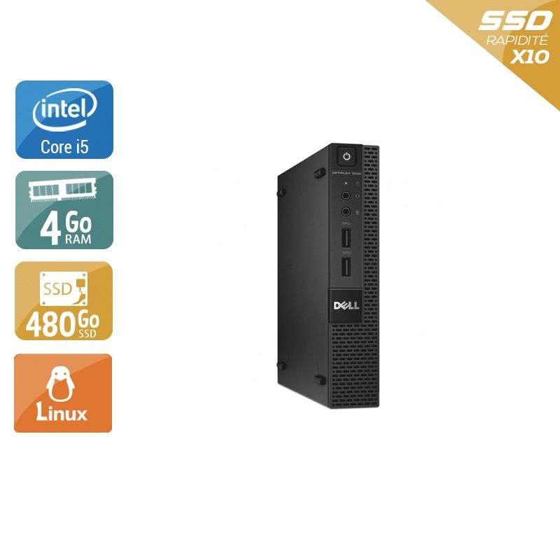 Dell Optiplex 3020M Micro i5 4Go RAM 480Go SSD Linux