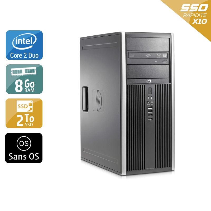 HP Compaq Elite 8000 Tower Core 2 Duo 8Go RAM 2To SSD Sans OS