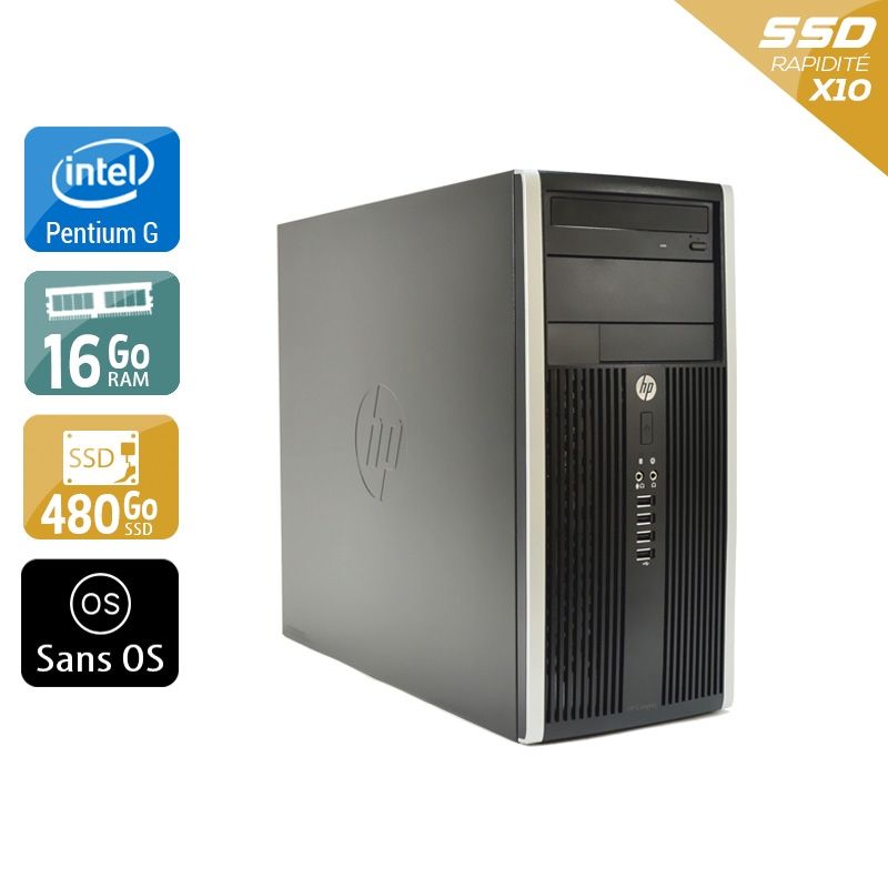 HP Compaq Pro 6200 Tower Pentium G Dual Core 16Go RAM 480Go SSD Sans OS