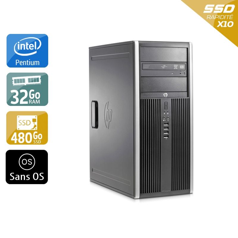 HP Compaq Elite 8200 Tower Pentium G Dual Core 32Go RAM 480Go SSD Sans OS