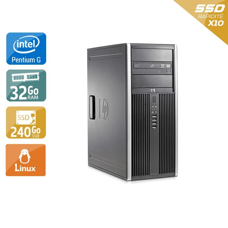 HP Compaq Elite 8300 Tower Pentium G Dual Core 32Go RAM 240Go SSD Linux