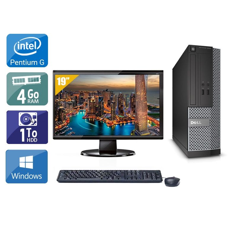 Dell Optiplex 3020 SFF Pentium G Dual Core avec Écran 19 pouces 4Go RAM 1To HDD Windows 10