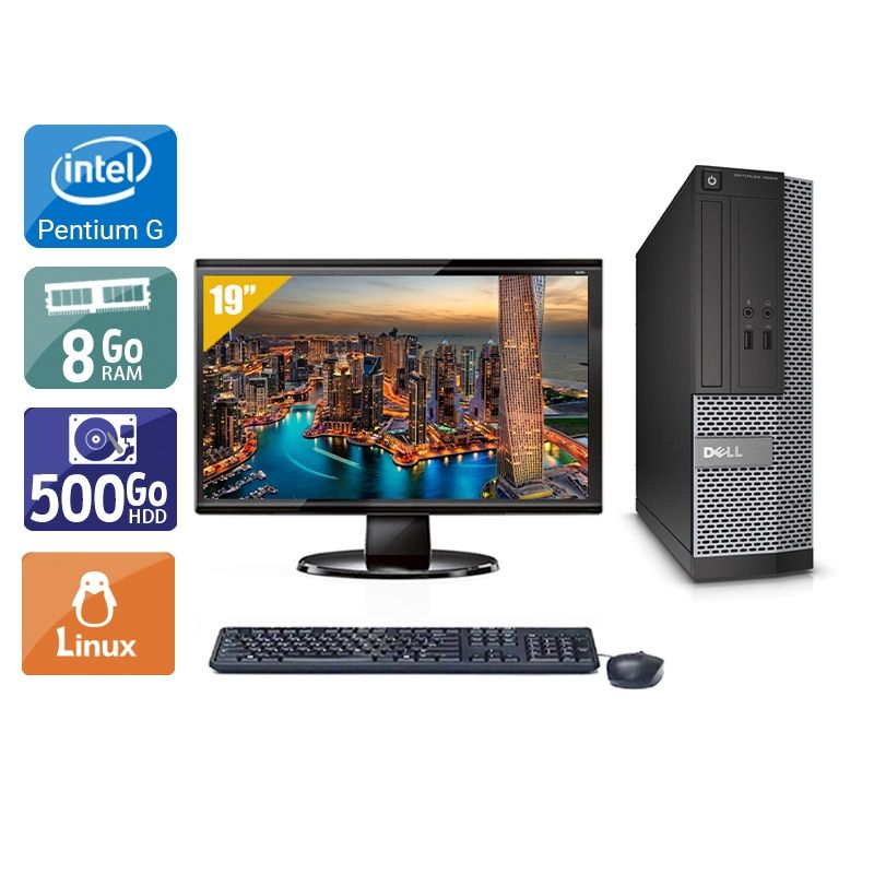 Dell Optiplex 3020 SFF Pentium G Dual Core avec Écran 19 pouces 8Go RAM 500Go HDD Linux