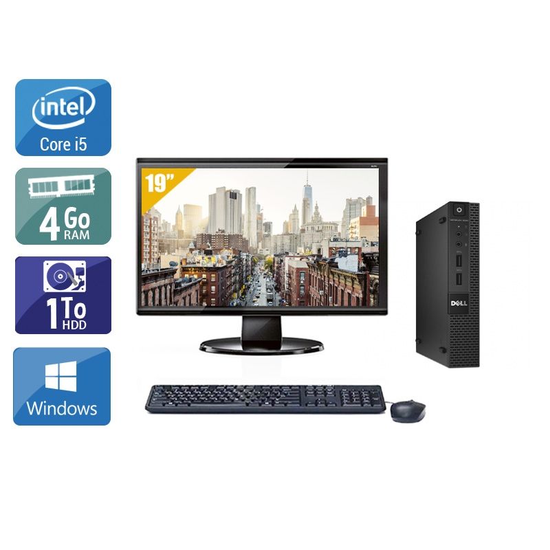 Dell Optiplex 3020M Micro i5 avec Écran 19 pouces 4Go RAM 1To HDD Windows 10