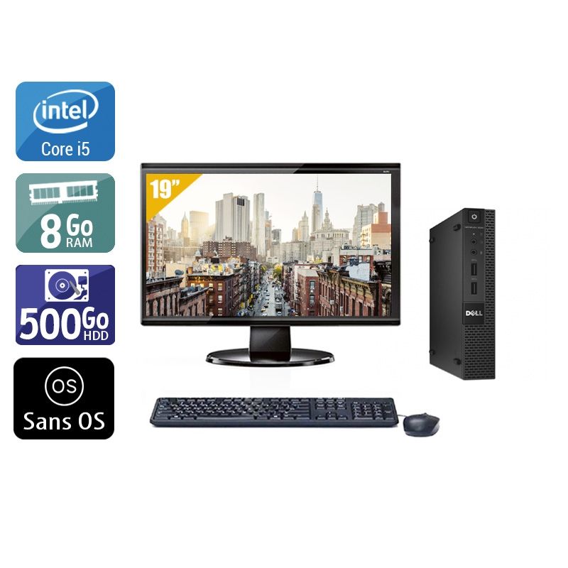 Dell Optiplex 3020M Micro i5 avec Écran 19 pouces 8Go RAM 500Go HDD Sans OS