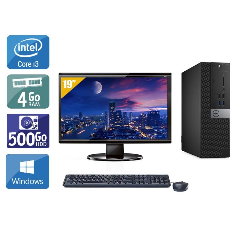 Dell Optiplex 3040 SFF i3 Gen 6 avec Écran 19 pouces 4Go RAM 500Go HDD Windows 10