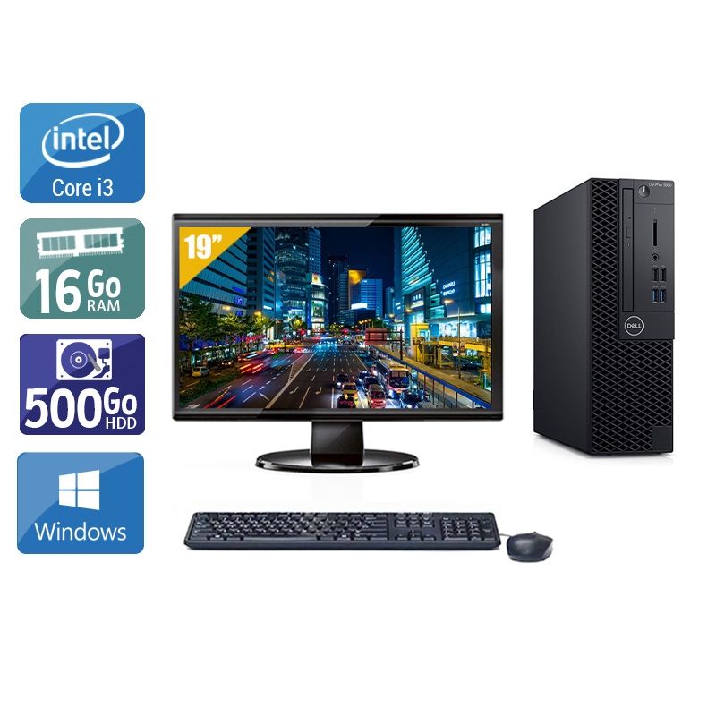 Dell Optiplex 3060 SFF i3 Gen 8 avec Écran 19 pouces 16Go RAM 500Go HDD Windows 10