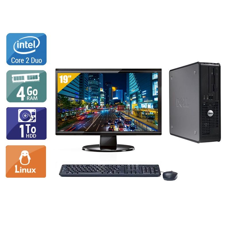 Dell Optiplex 380 Desktop Core 2 Duo avec Écran 19 pouces 4Go RAM 1To HDD Linux