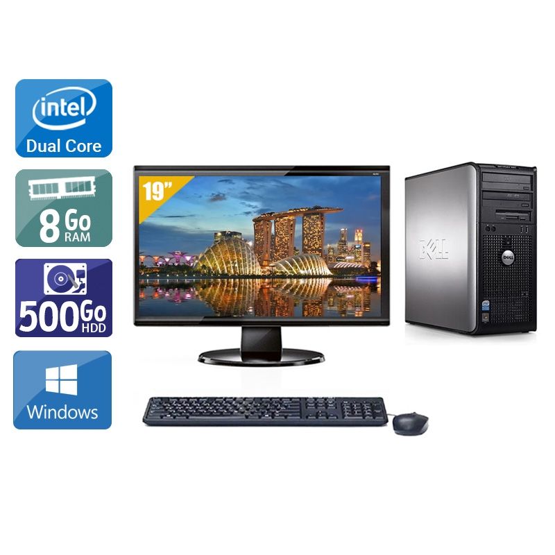 Dell Optiplex 380 Desktop Dual Core avec Écran 19 pouces 8Go RAM 500Go HDD Windows 10