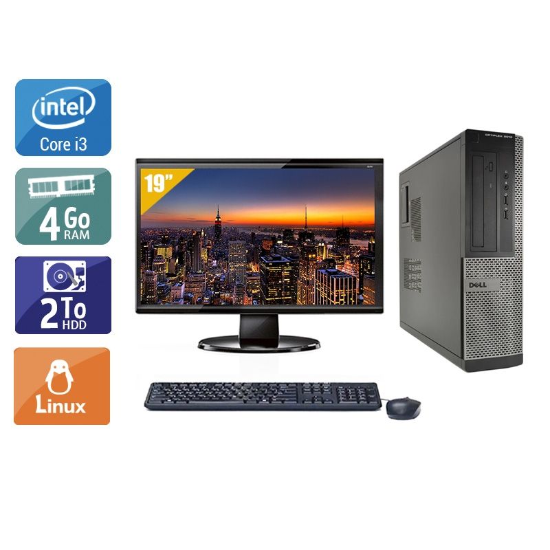 Dell Optiplex 3010 Desktop i3 avec Écran 19 pouces 4Go RAM 2To HDD Linux
