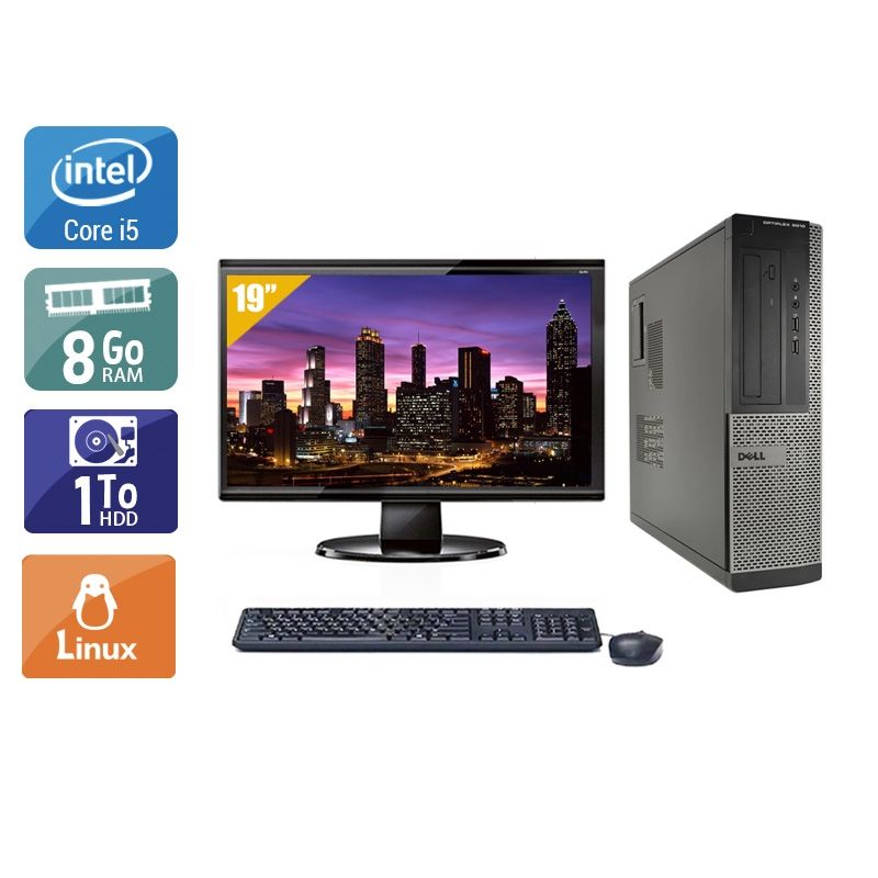 Dell Optiplex 3010 Desktop i5 avec Écran 19 pouces 8Go RAM 1To HDD Linux