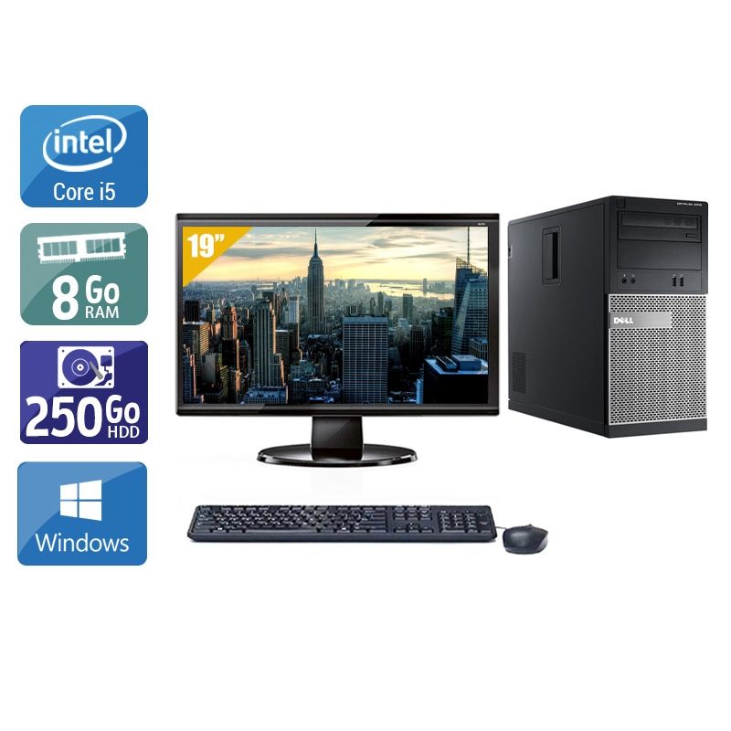 Dell Optiplex 3010 Tower i5 avec Écran 19 pouces 8Go RAM 250Go HDD Windows 10