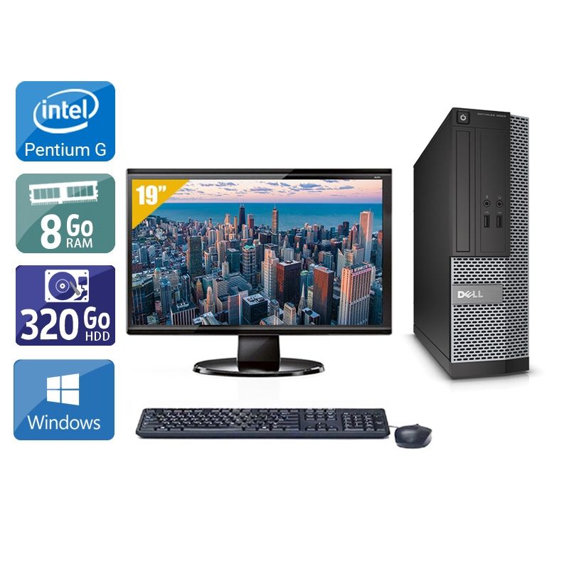Dell Optiplex 3010 SFF Pentium G Dual Core avec Écran 19 pouces 8Go RAM 320Go HDD Windows 10