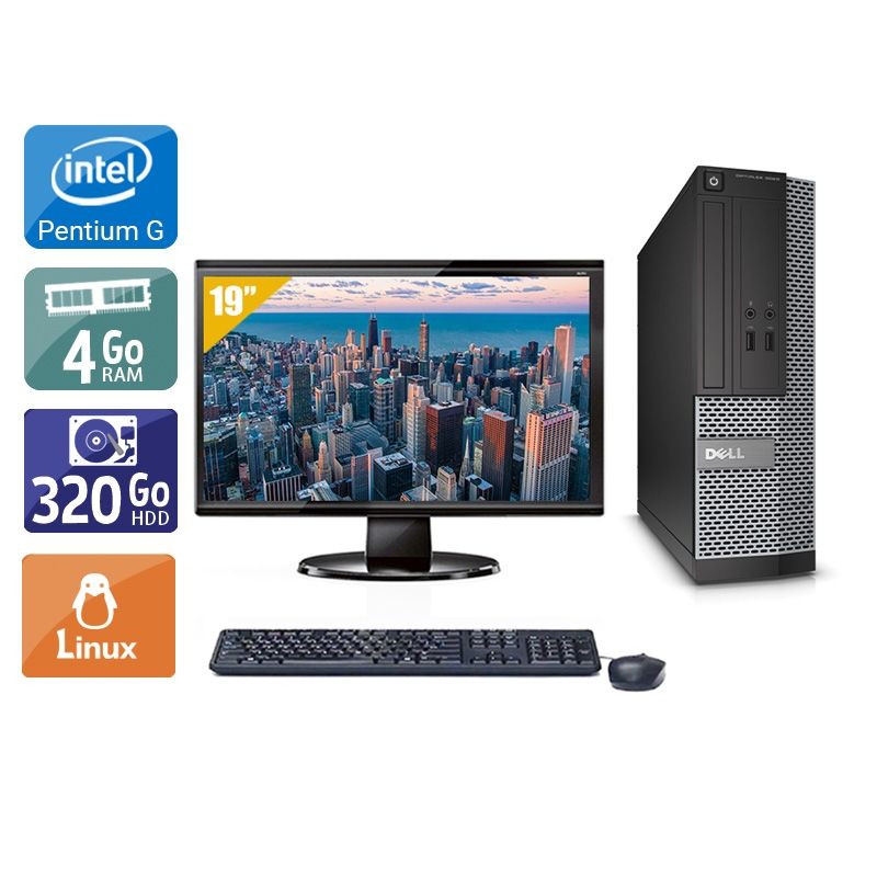 Dell Optiplex 3010 SFF Pentium G Dual Core avec Écran 19 pouces 4Go RAM 320Go HDD Linux