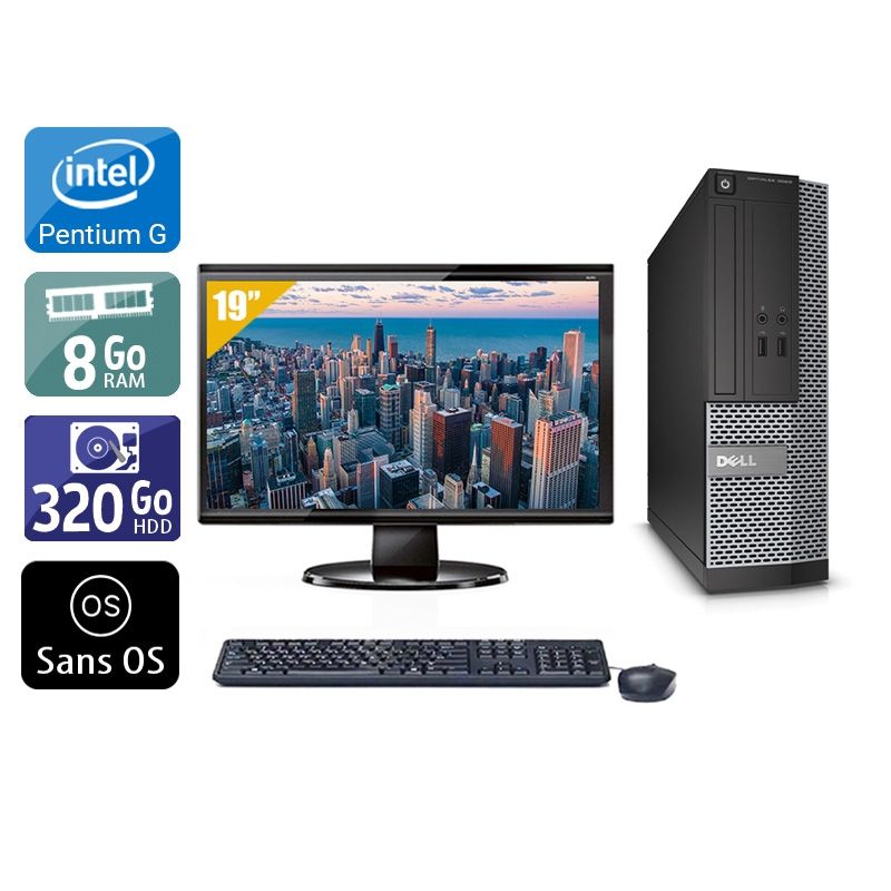 Dell Optiplex 3010 SFF Pentium G Dual Core avec Écran 19 pouces 8Go RAM 320Go HDD Sans OS