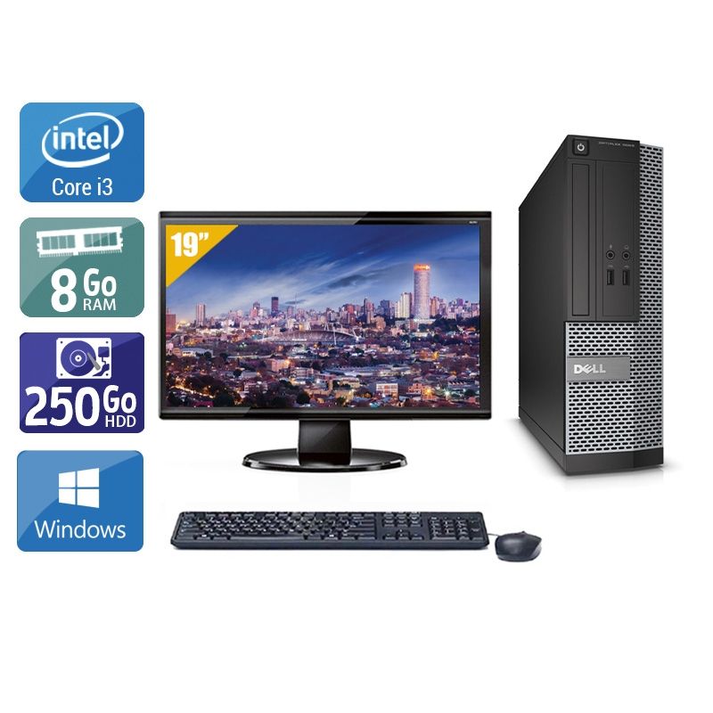 Dell Optiplex 3010 SFF i3 avec Écran 19 pouces 8Go RAM 250Go HDD Windows 10