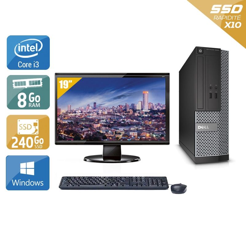 Dell Optiplex 3010 SFF i3 avec Écran 19 pouces 8Go RAM 240Go SSD Windows 10
