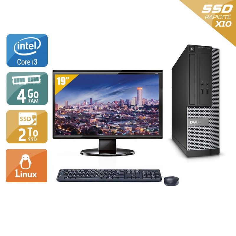 Dell Optiplex 3010 SFF i3 avec Écran 19 pouces 4Go RAM 2To SSD Linux