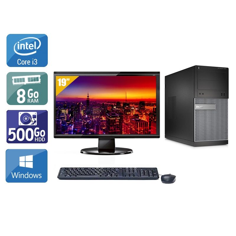 Dell Optiplex 3020 Tower i3 avec Écran 19 pouces 8Go RAM 500Go HDD Windows 10