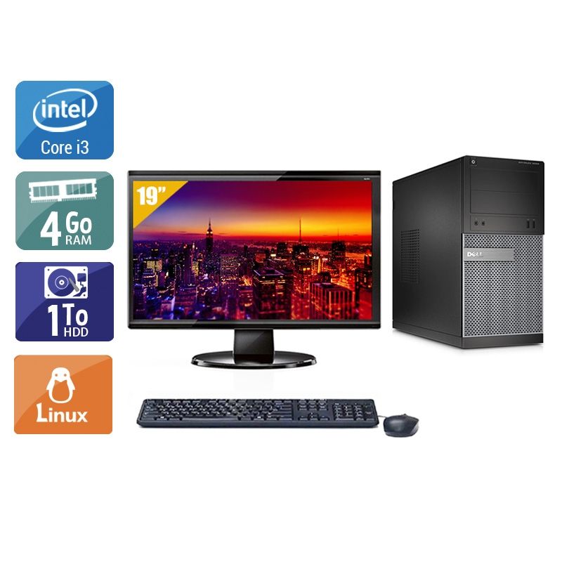 Dell Optiplex 3020 Tower i3 avec Écran 19 pouces 4Go RAM 1To HDD Linux