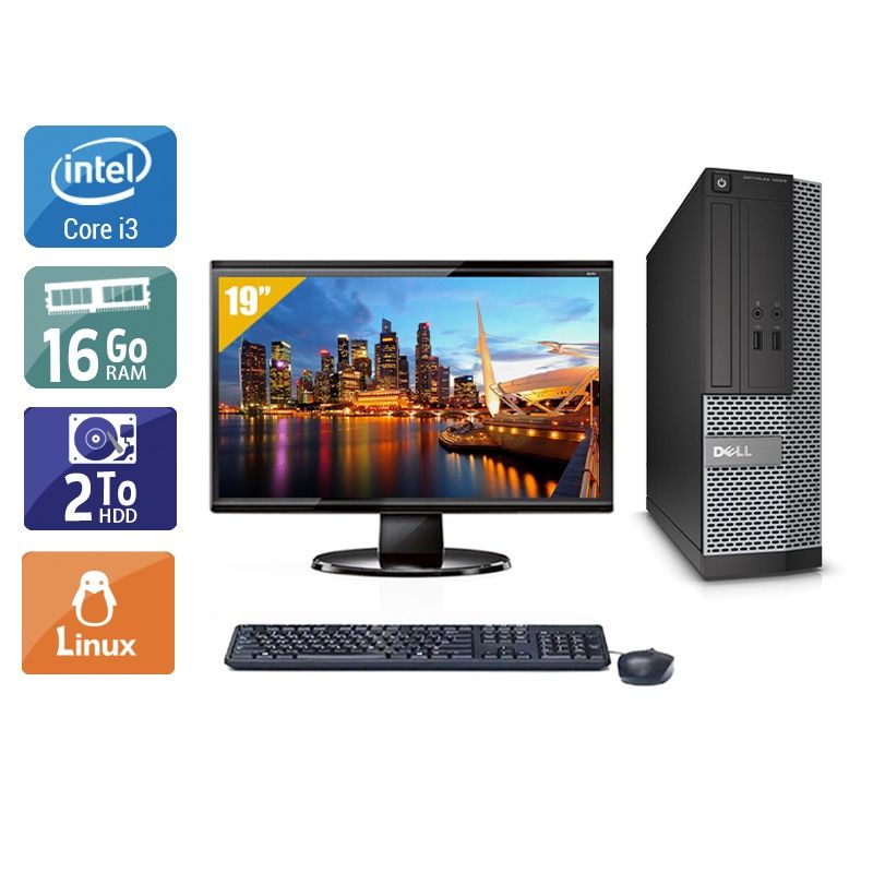 Dell Optiplex 3020 SFF i3 avec Écran 19 pouces 16Go RAM 2To HDD Linux