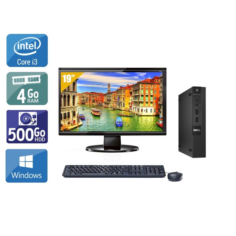 Dell Optiplex 3020M Micro i3 avec Écran 19 pouces 4Go RAM 500Go HDD Windows 10