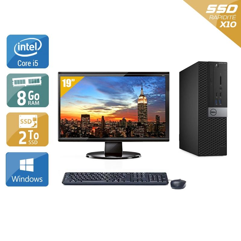 Dell Optiplex 3040 SFF i5 Gen 6 avec Écran 19 pouces 8Go RAM 2To SSD Windows 10