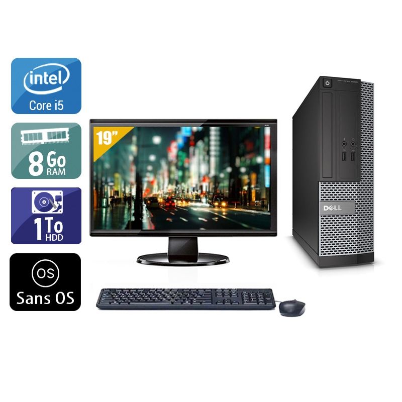 Dell Optiplex 3010 SFF i5 avec Écran 19 pouces 8Go RAM 1To HDD Sans OS