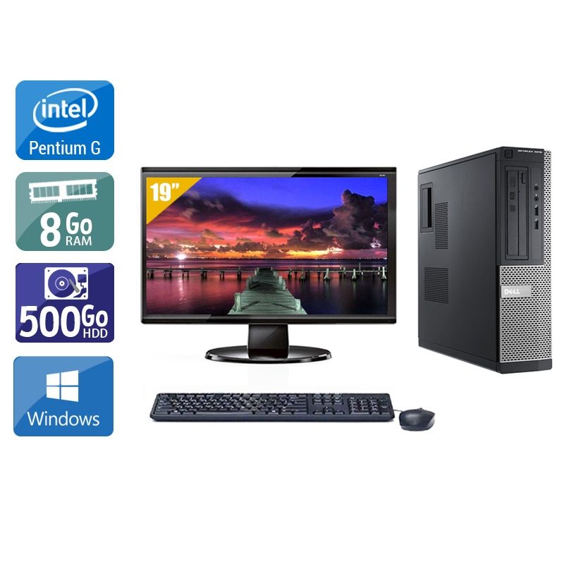 Dell Optiplex 3010 Desktop Pentium G Dual Core avec Écran 19 pouces 8Go RAM 500Go HDD Windows 10