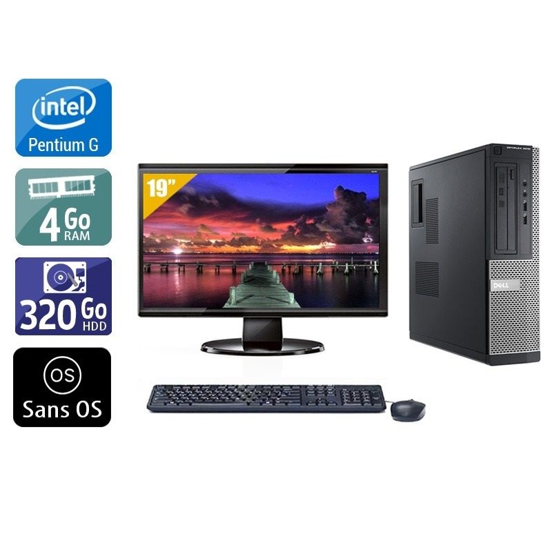 Dell Optiplex 3010 Desktop Pentium G Dual Core avec Écran 19 pouces 4Go RAM 320Go HDD Sans OS