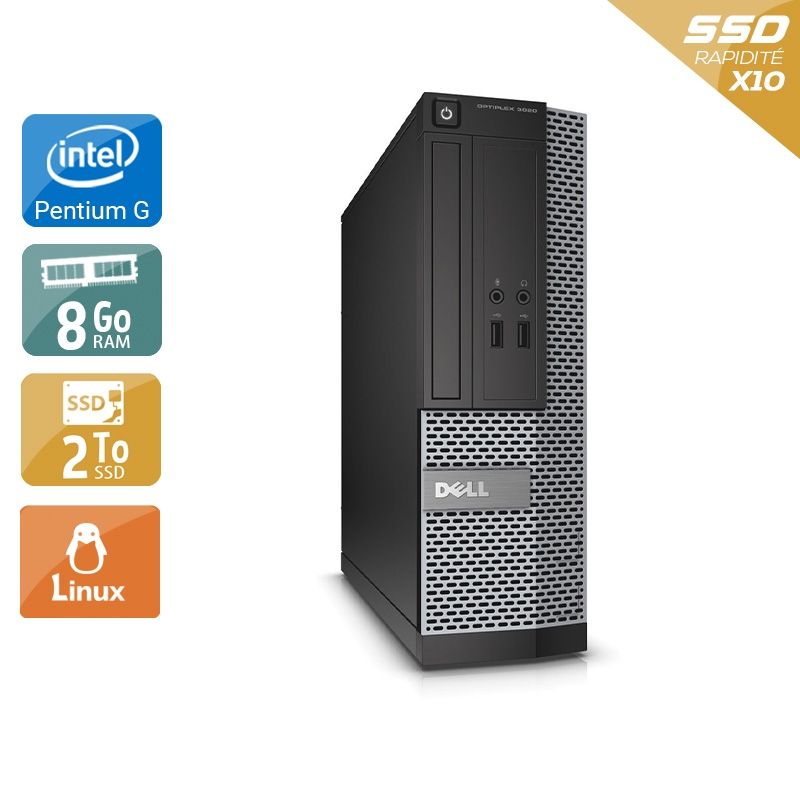 Dell Optiplex 390 SFF Pentium G Dual Core 8Go RAM 2To SSD Linux