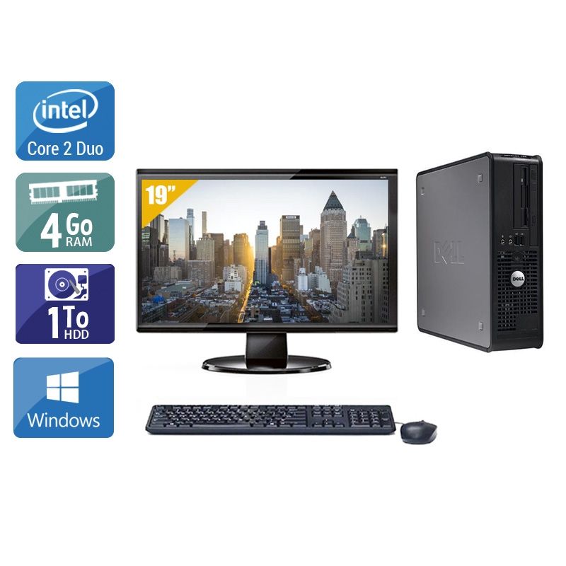 Dell Optiplex 380 SFF Core 2 Duo avec Écran 19 pouces 4Go RAM 1To HDD Windows 10