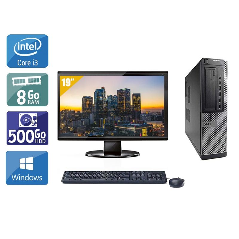 Dell Optiplex 390 Desktop i3 avec Écran 19 pouces 8Go RAM 500Go HDD Windows 10