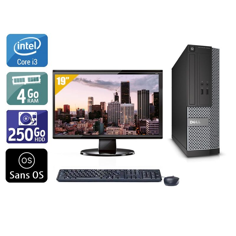 Dell Optiplex 390 SFF i3 avec Écran 19 pouces 4Go RAM 250Go HDD Sans OS