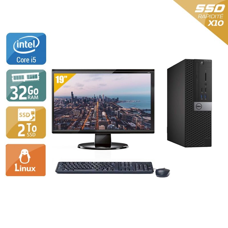 Dell Optiplex 5040 SFF i5 avec Écran 19 pouces 32Go RAM 2To SSD Windows 10