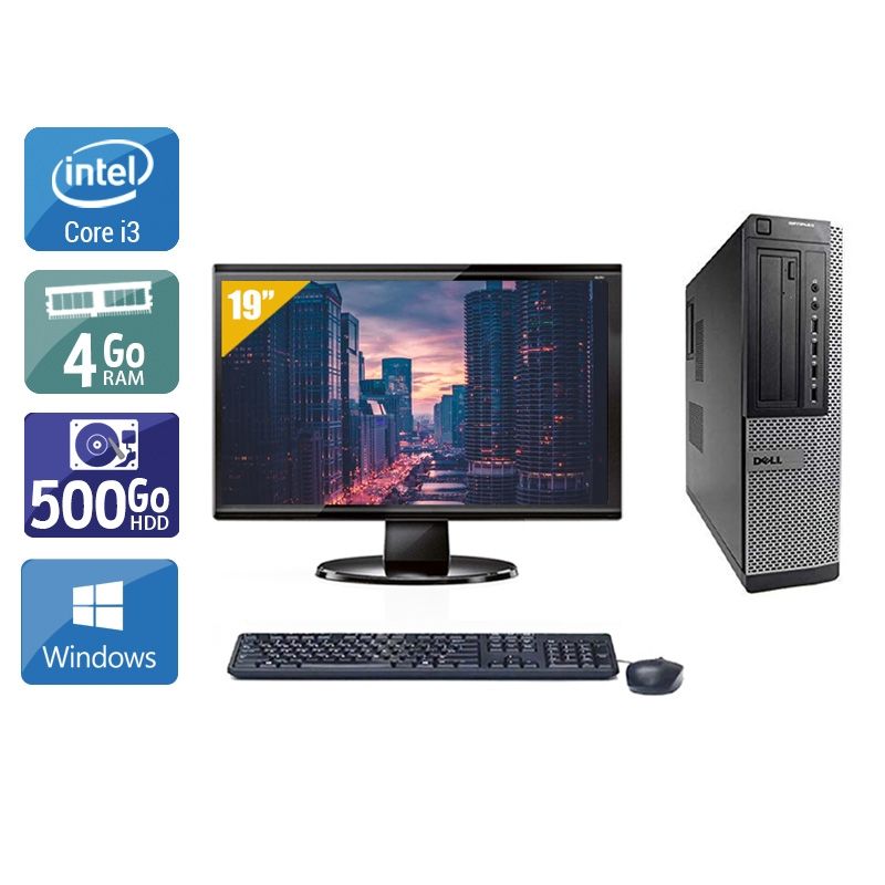 Dell Optiplex 7010 Desktop i3 avec Écran 19 pouces 4Go RAM 500Go HDD Windows 10