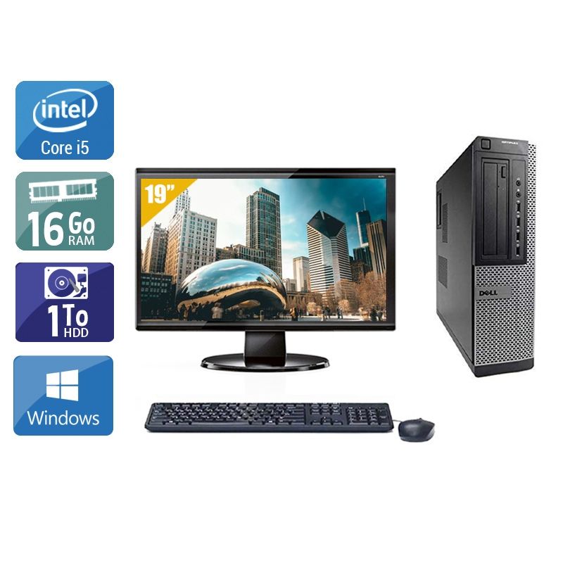 Dell Optiplex 7010 Desktop i5 avec Écran 19 pouces 16Go RAM 1To HDD Windows 10