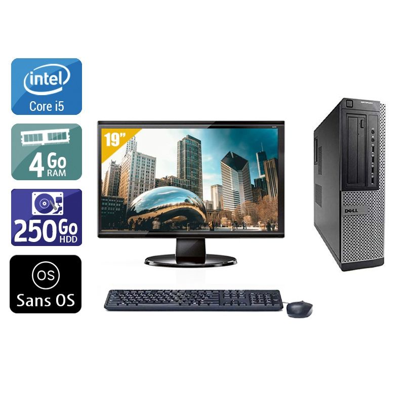 Dell Optiplex 7010 Desktop i5 avec Écran 19 pouces 4Go RAM 250Go HDD Sans OS