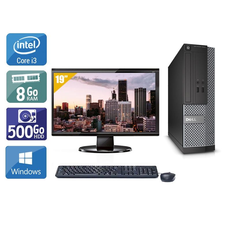 Dell Optiplex 390 SFF i3 avec Écran 19 pouces 8Go RAM 500Go HDD Windows 10