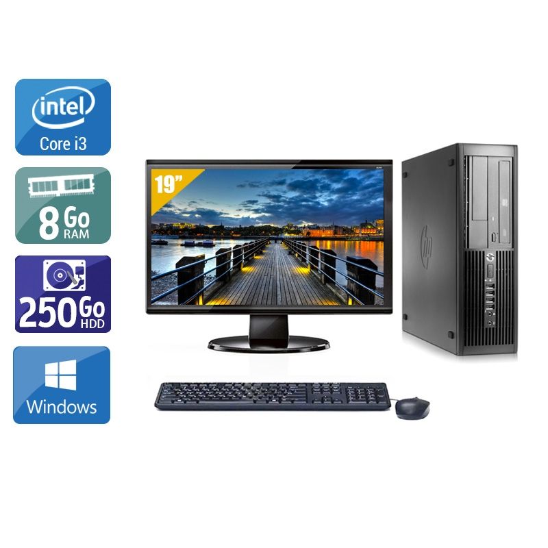 HP Compaq Pro 4300 SFF i3 avec Écran 19 pouces 8Go RAM 250Go HDD Windows 10