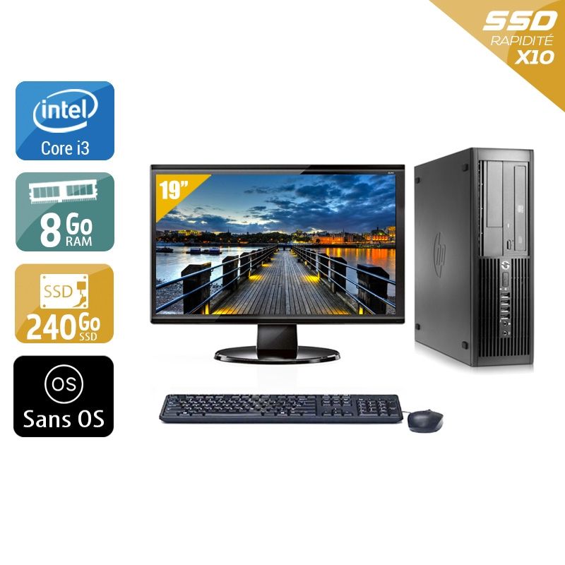 HP Compaq Pro 4300 SFF i3 avec Écran 19 pouces 8Go RAM 240Go SSD Sans OS