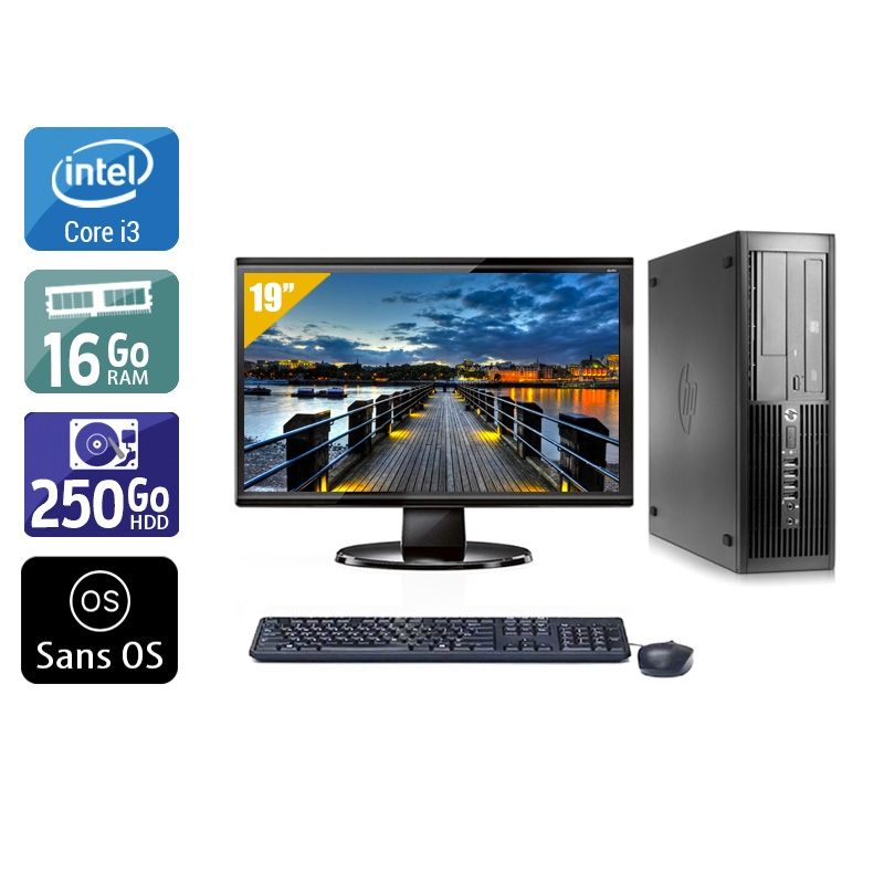 HP Compaq Pro 4300 SFF i3 avec Écran 19 pouces 16Go RAM 250Go HDD Sans OS