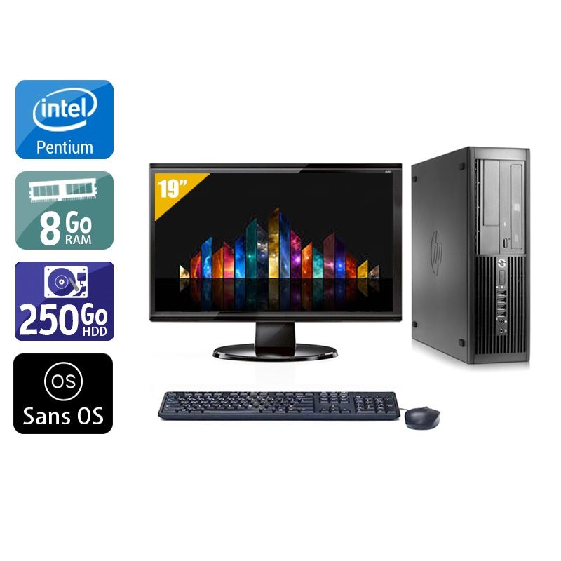 HP Compaq Pro 4300 SFF Pentium G Dual Core avec Écran 19 pouces 8Go RAM 250Go HDD Sans OS