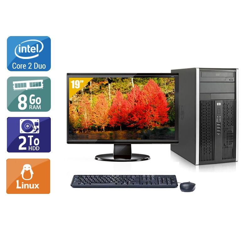 HP Compaq Pro 6000 Tower Core 2 Duo avec Écran 19 pouces 8Go RAM 2To HDD Linux