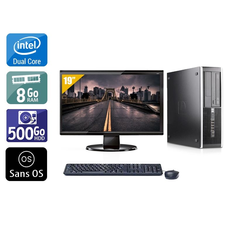 HP Compaq Pro 6000 SFF Dual Core avec Écran 19 pouces 8Go RAM 500Go HDD Sans OS