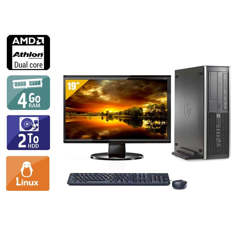 HP Compaq Pro 6005 SFF AMD Athlon Dual Core avec Écran 19 pouces 4Go RAM 2To HDD Linux